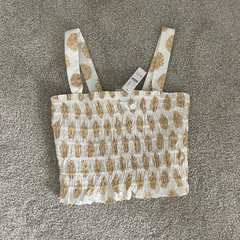 J Crew Smocked tube top in gathered floral block print size small NWT